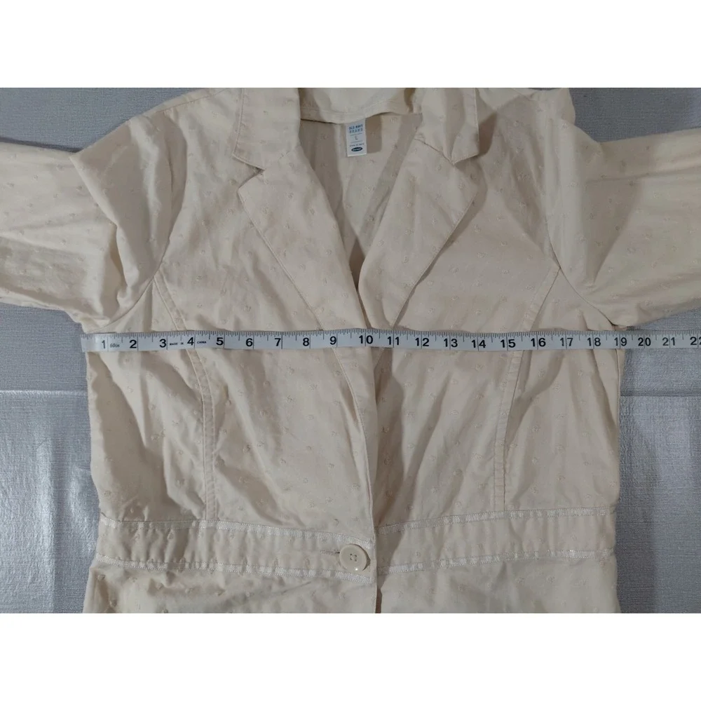 Vtg Y2k Old Navy Floral Scalloped Jacket‎ Women's LG Tan Single Button